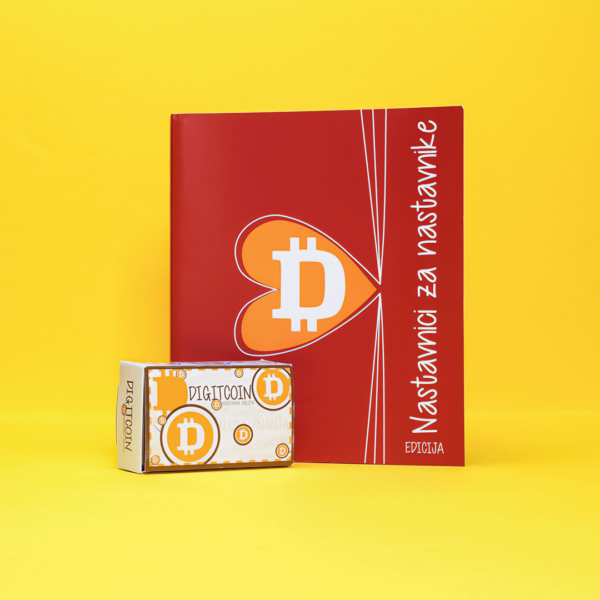 An red book and card box that say Digitcoin.